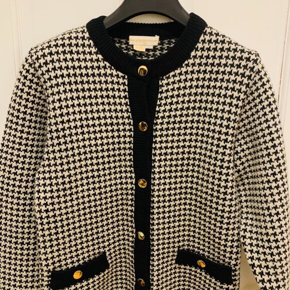 1950’s Brooks Brothers Vintage Thick Heavy Wool Women’s Cardigan Medium Dogtooth - Picture 13 of 14